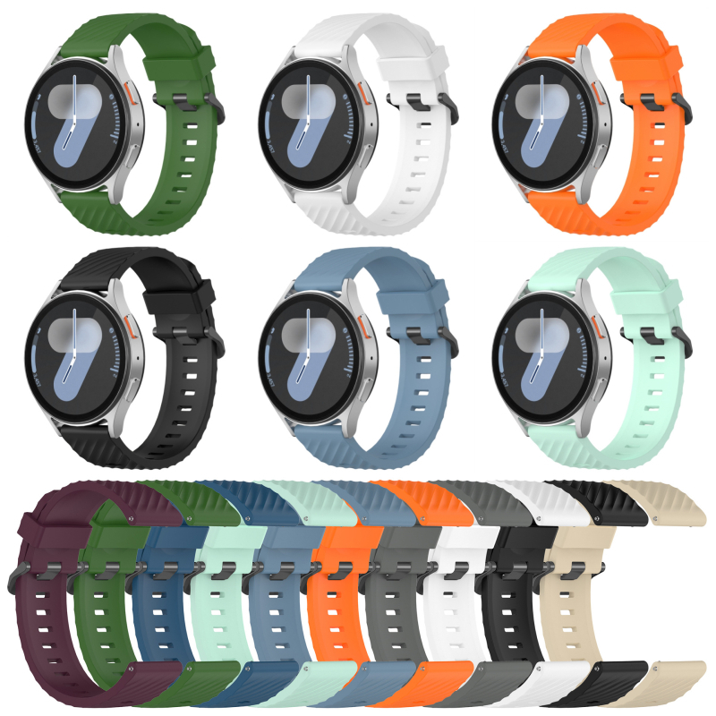Samsung Watch 7 okosórához, lucfenyőből készült szilikon szíj, fekete csattal, 20/22 mm-es lucfenyőből készült szíj