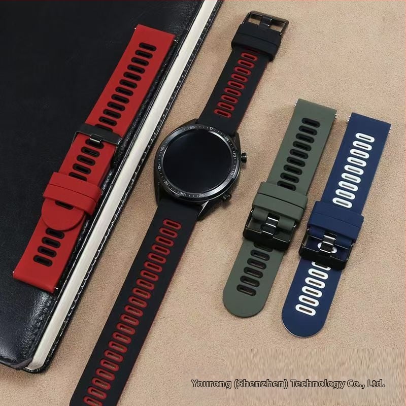 Garmin Vivoactive420/22Mm Forerunner255 készülékhez alkalmas, kétszínű szilikon óraszíj, Huawei-kompatibilis