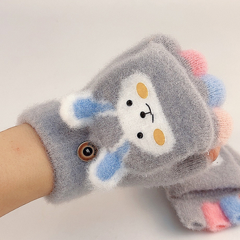 Laste väikeste jänesekindad sügis- ja talvebeebipoistele ja -tüdrukutele paksendatud soojad laste viie sõrmega algkooliõpilaste kirjutamiskindad poole sõrmega pööramiseks