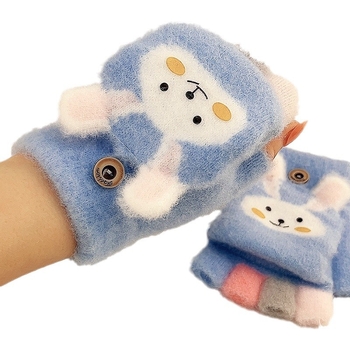 Laste väikeste jänesekindad sügis- ja talvebeebipoistele ja -tüdrukutele paksendatud soojad laste viie sõrmega algkooliõpilaste kirjutamiskindad poole sõrmega pööramiseks