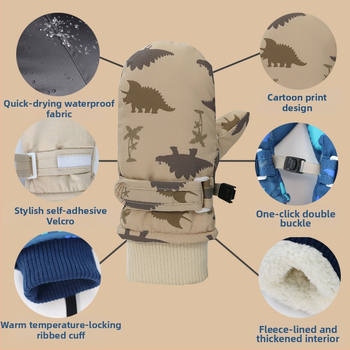 Laste suusakindad, piiriülesed uued beebid, kiiresti kuivavad riidest kindad, fliisvoodriga, paksendatud laste veekindlad soojad kindad