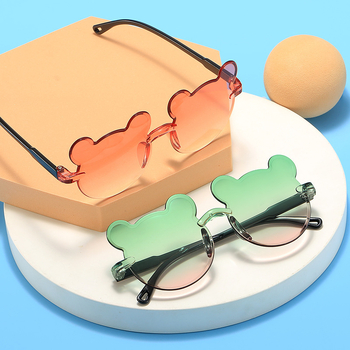 Karukujulised ühes tükis raamiga laste päikeseprillid, armsad koomiksiprillid, päikesesirm, UV-kaitsega gradientvärvi päikeseprillid, kassisilmaprillid