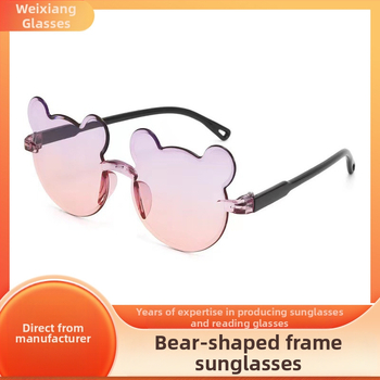 Karukujulised ühes tükis raamiga laste päikeseprillid, armsad koomiksiprillid, päikesesirm, UV-kaitsega gradientvärvi päikeseprillid, kassisilmaprillid