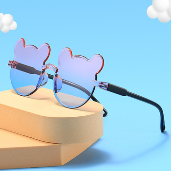 Karukujulised ühes tükis raamiga laste päikeseprillid, armsad koomiksiprillid, päikesesirm, UV-kaitsega gradientvärvi päikeseprillid, kassisilmaprillid