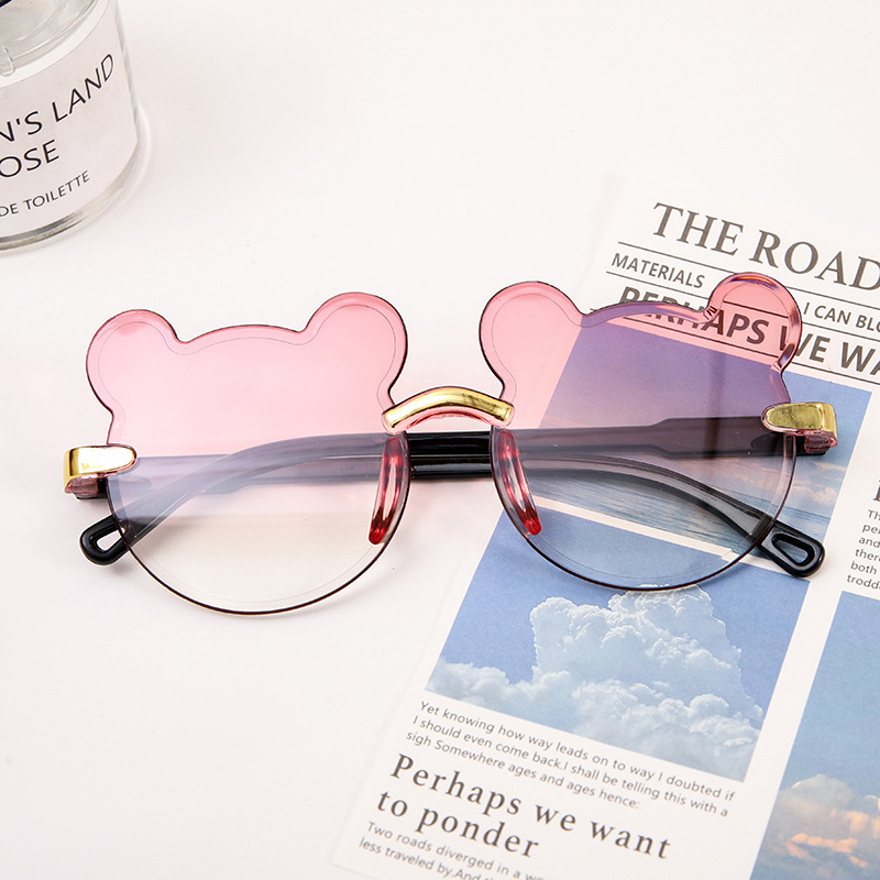 Karukujulised ühes tükis raamiga laste päikeseprillid, armsad koomiksiprillid, päikesesirm, UV-kaitsega gradientvärvi päikeseprillid, kassisilmaprillid