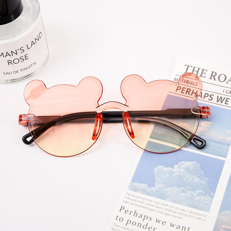 Karukujulised ühes tükis raamiga laste päikeseprillid, armsad koomiksiprillid, päikesesirm, UV-kaitsega gradientvärvi päikeseprillid, kassisilmaprillid