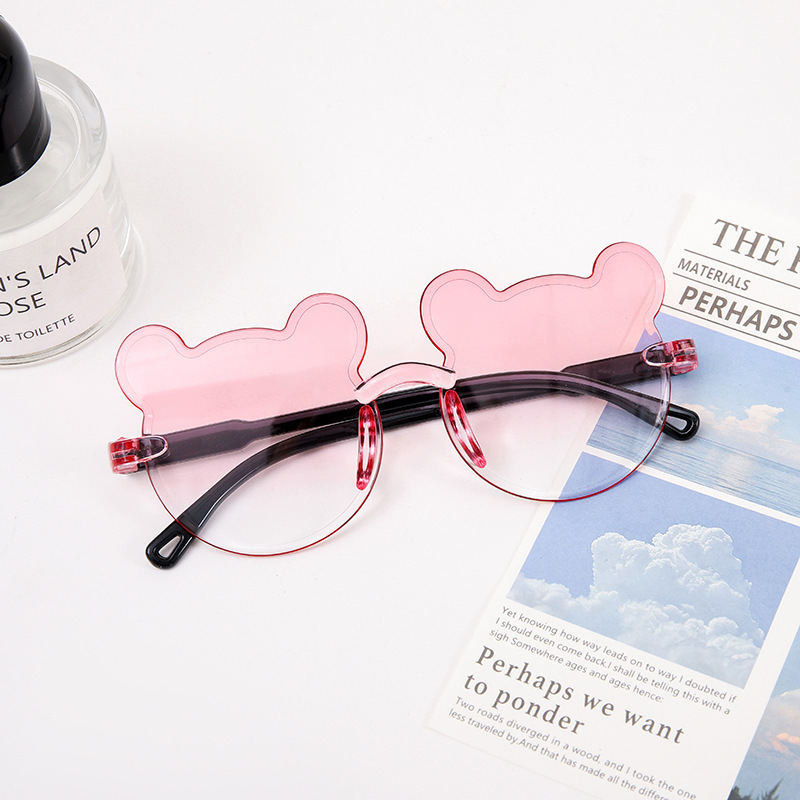 Karukujulised ühes tükis raamiga laste päikeseprillid, armsad koomiksiprillid, päikesesirm, UV-kaitsega gradientvärvi päikeseprillid, kassisilmaprillid