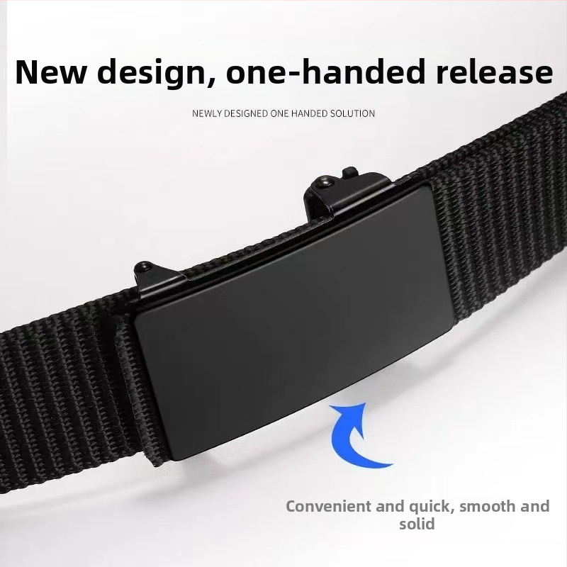 Bezzubý automatický opasok s prackou, pánsky nylonový plátený taktický tkaný opasok, opasok na outdoorové vojenské tréningové oblečenie, ležérny všestranný vonkajší opasok