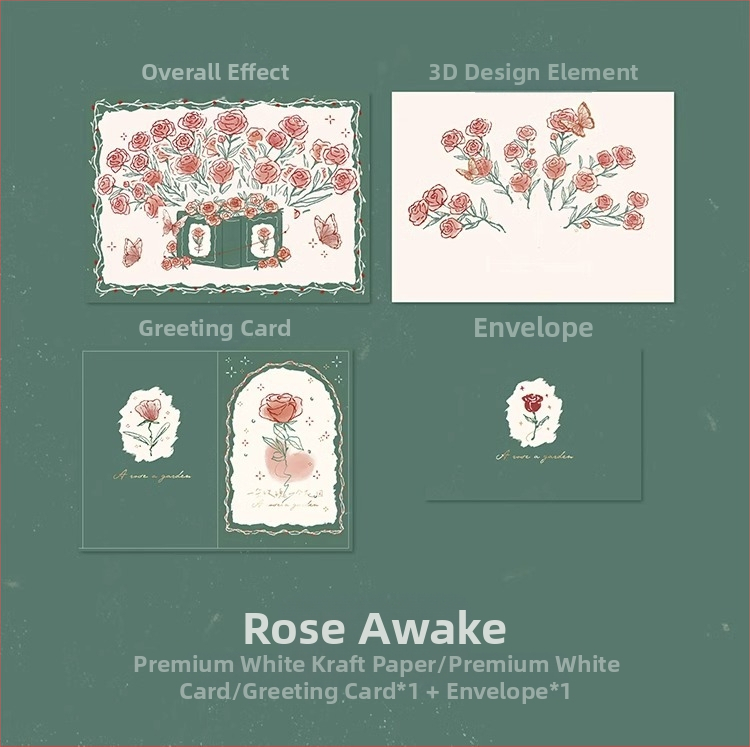 Kaart 3ins Lihtne ja elegantne Ta Tipptasemel Kuumkuldne Kingitus Õpetajapäeva Armastaja Õnnitluskaart ja Sünnipäeva Roos Kolmemõõtmeline Armastusraamat