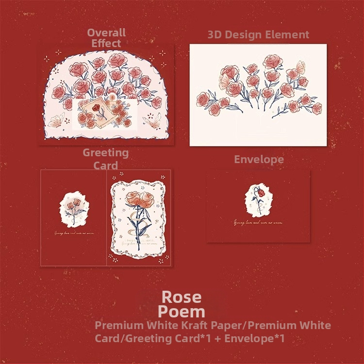 Kaart 3ins Lihtne ja elegantne Ta Tipptasemel Kuumkuldne Kingitus Õpetajapäeva Armastaja Õnnitluskaart ja Sünnipäeva Roos Kolmemõõtmeline Armastusraamat