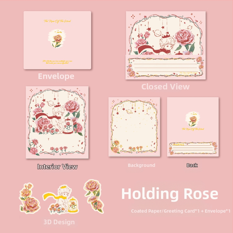 Kaart 3ins Lihtne ja elegantne Ta Tipptasemel Kuumkuldne Kingitus Õpetajapäeva Armastaja Õnnitluskaart ja Sünnipäeva Roos Kolmemõõtmeline Armastusraamat