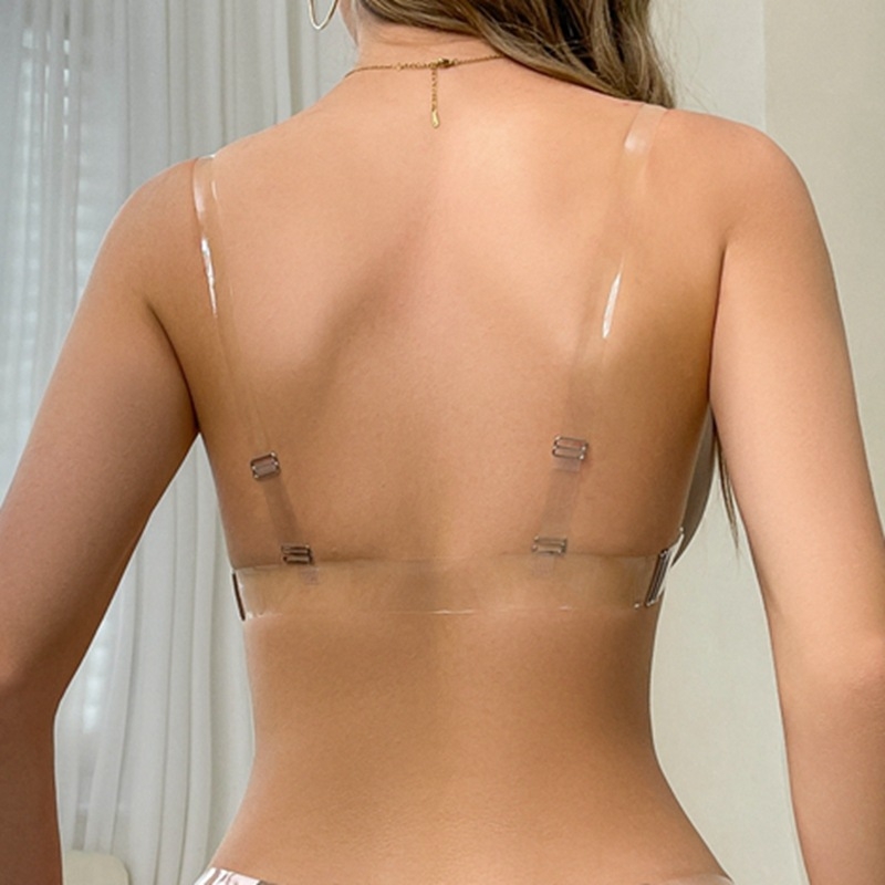 Γυναικείο εσώρουχο με όμορφη πλάτη, μικρό στήθος, σέξι push-up δαντελένιο σουτιέν με διαφανείς τιράντες στους ώμους, σουτιέν χωρίς τιράντες για πάρτι