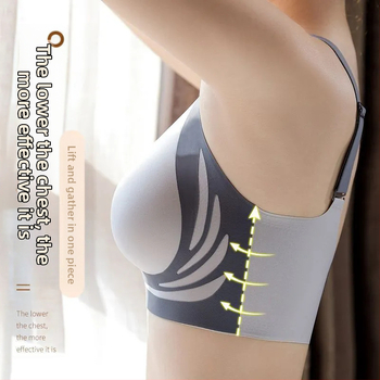 Nauja vasarinė ledo šilko be kirpimo kvėpuojanti apatinė moteriška graži nugaros push-up liemenėlė, apsauganti nuo suglebimo