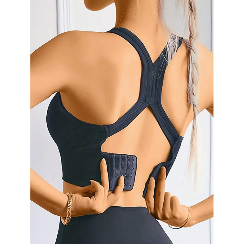 Didelės dydžio ne plieno žiedinė smūgius sugerianti sportinė liemenėlė grožiui ir reguliuojamo nugaros sagties jogos fitneso liemenėlė