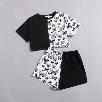 2025 Διασυνοριακό Ευρωπαϊκό και Αμερικανικό δημοφιλές γυναικείο κοντομάνικο κοστούμι Καλοκαιρινά γυναικεία ψηφιακά τυπωμένα ρούχα σπιτιού Casual κοστούμι