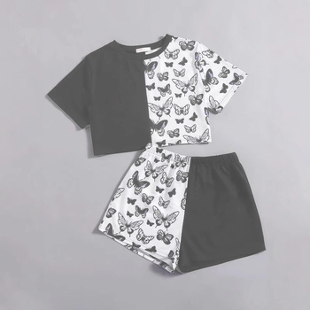 2025 Διασυνοριακό Ευρωπαϊκό και Αμερικανικό δημοφιλές γυναικείο κοντομάνικο κοστούμι Καλοκαιρινά γυναικεία ψηφιακά τυπωμένα ρούχα σπιτιού Casual κοστούμι