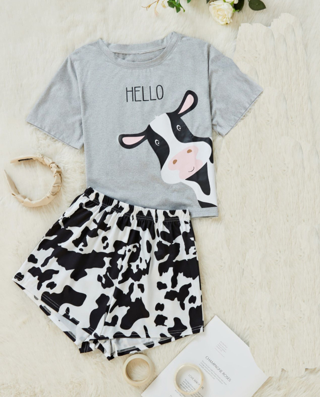 2025 Prekogranično europsko i američko popularno žensko odijelo kratkih rukava Ljetna ženska digitalno tiskana kućna odjeća Ležerno odijelo