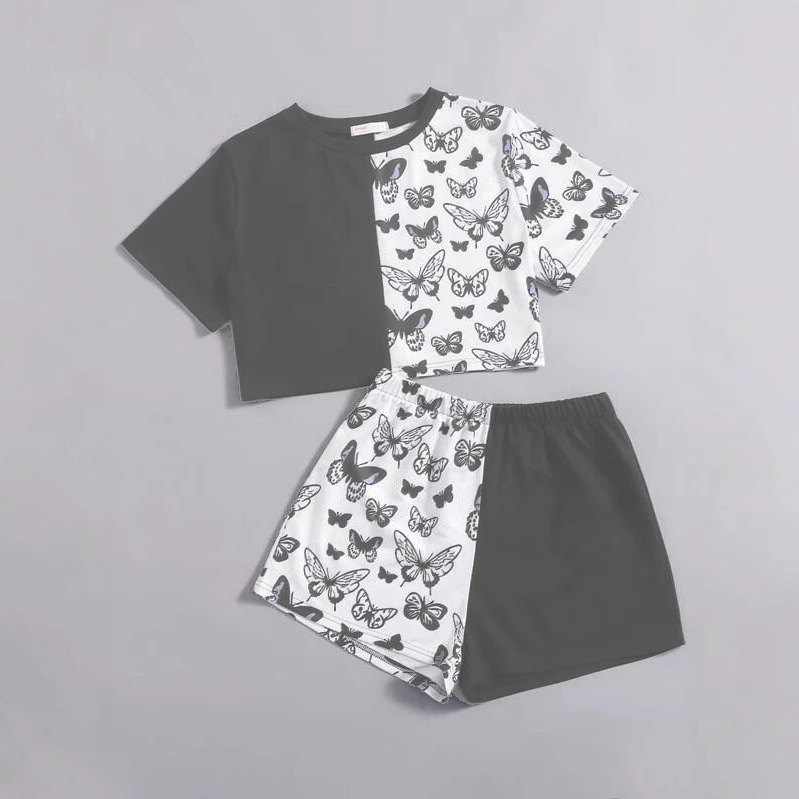 2025 Prekogranično europsko i američko popularno žensko odijelo kratkih rukava Ljetna ženska digitalno tiskana kućna odjeća Ležerno odijelo