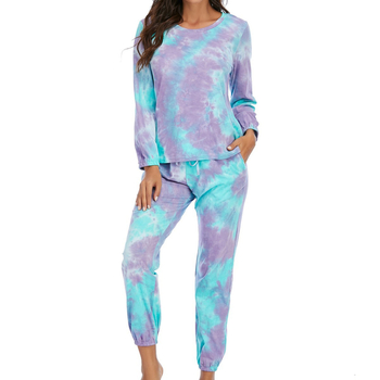 Pijamale vopsite în noduri Amazon Costum nou cu mânecă lungă, pantaloni de toamnă și de iarnă, costum cu gradient, haine casual de casă, vânzare fierbinte