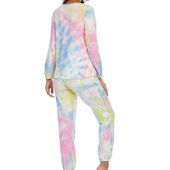 Pijamale vopsite în noduri Amazon Costum nou cu mânecă lungă, pantaloni de toamnă și de iarnă, costum cu gradient, haine casual de casă, vânzare fierbinte