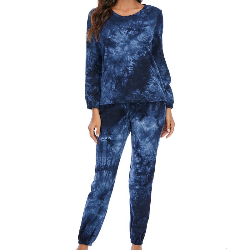 Pijamale vopsite în noduri Amazon Costum nou cu mânecă lungă, pantaloni de toamnă și de iarnă, costum cu gradient, haine casual de casă, vânzare fierbinte