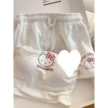Drăguț Hello Kitty Cartoon Sling costum femei vară nouă fată student dulce cu șnur pantaloni scurți acasă haine