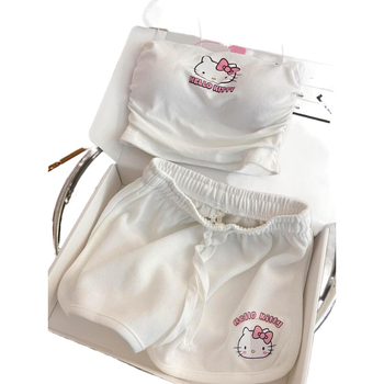 Drăguț Hello Kitty Cartoon Sling costum femei vară nouă fată student dulce cu șnur pantaloni scurți acasă haine