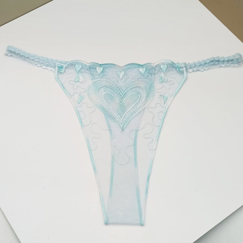 Tanga sexy pentru femei, cu broderie din dantelă goală și perspectivă, transparentă, cu broderie în plasă, cu bordură transversală