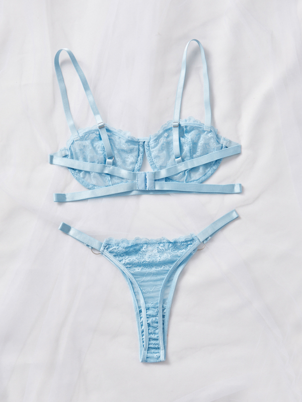 Tarpvalstybinis INS interneto įžymybių europietiškas ir amerikietiškas nėriniais siuvinėtas mergaičių tinklelio perspektyvos seksualus apatinis trikotažas dviejų dalių komplektas XYM1127