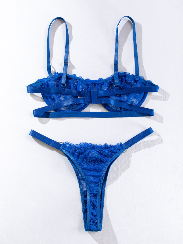 Tarpvalstybinis INS interneto įžymybių europietiškas ir amerikietiškas nėriniais siuvinėtas mergaičių tinklelio perspektyvos seksualus apatinis trikotažas dviejų dalių komplektas XYM1127