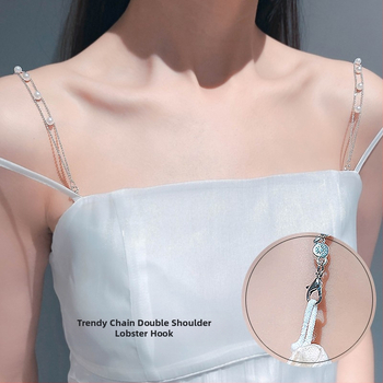 Φόρεμα με λουράκι ώμου με αλυσίδα, φούστα, ρυθμιζόμενο ανταλλακτικό, εκτεθειμένος σωλήνας, στήθος, στρας, αξεσουάρ, ρούχα, λουράκι με μαργαριτάρια