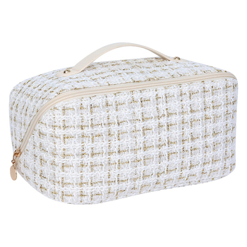 Nešiojama pagalvės kosmetikos krepšys su auksiniu šilko languotu pagalvės krepšiu kelioninis tualetinis krepšys didelės talpos laikymo krepšys lūpų dažams