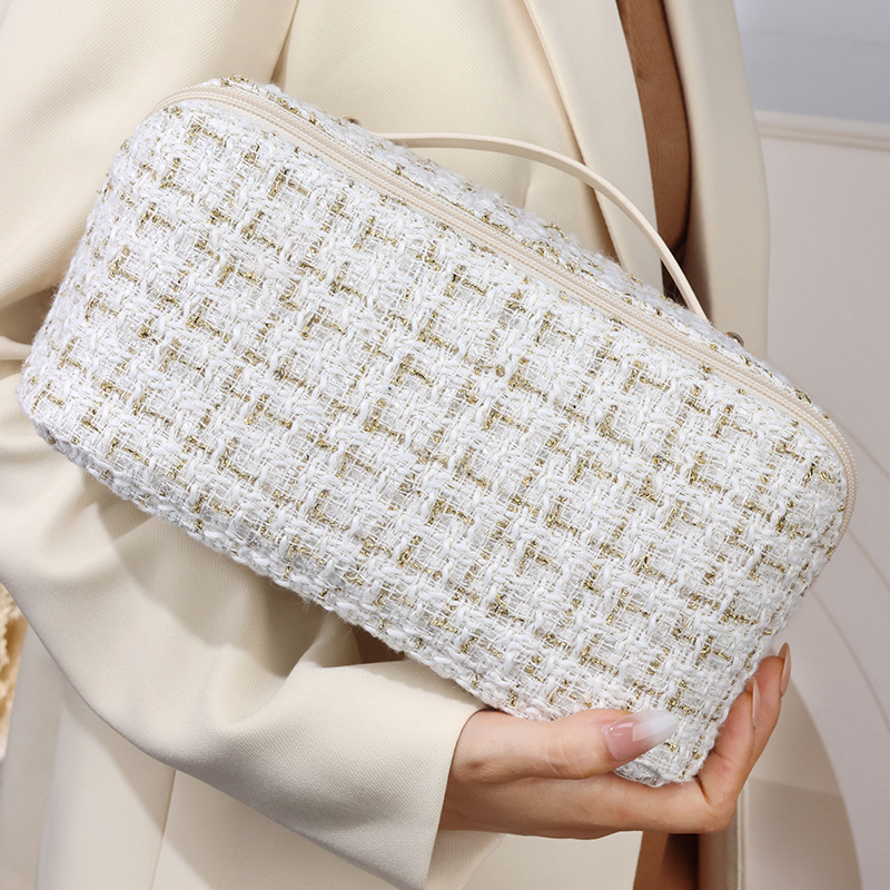 Nešiojama pagalvės kosmetikos krepšys su auksiniu šilko languotu pagalvės krepšiu kelioninis tualetinis krepšys didelės talpos laikymo krepšys lūpų dažams