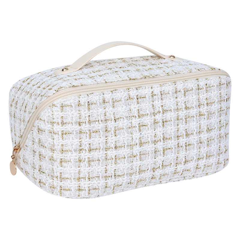 Nešiojama pagalvės kosmetikos krepšys su auksiniu šilko languotu pagalvės krepšiu kelioninis tualetinis krepšys didelės talpos laikymo krepšys lūpų dažams