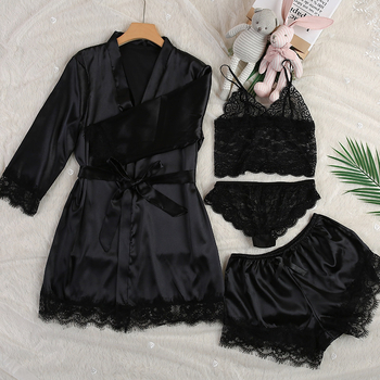 Explosions Εξωτερικό Εμπόριο plus size Γυναικεία Ρούχα Σπιτιού Νυχτικά Σορτς Sling Δαντελένιο Κοστούμι Τετράτεμαχο Πιτζάμες Γυναικεία