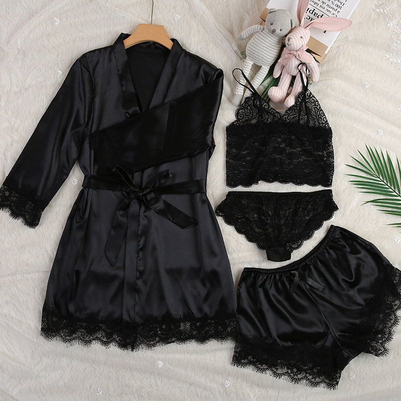 Eksplozije Vanjska trgovina plus size Ženska kućna odjeća Spavaćice Kratke hlače Remen Čipkasto odijelo Pidžame od četiri dijela Žene