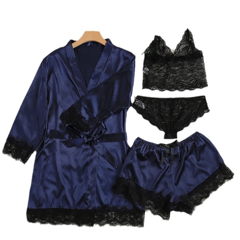 Eksplozije Vanjska trgovina plus size Ženska kućna odjeća Spavaćice Kratke hlače Remen Čipkasto odijelo Pidžame od četiri dijela Žene