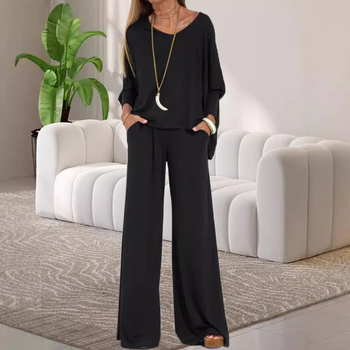 Amazon AliExpress Ευρωπαϊκό και Αμερικανικό Φθινόπωρο και Χειμώνας Νέο Άνετο Παντελόνι με Μακρυμάνικα, Διασταυρούμενο Σετ Δύο Τεμαχίων