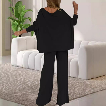 Amazon AliExpress Ευρωπαϊκό και Αμερικανικό Φθινόπωρο και Χειμώνας Νέο Άνετο Παντελόνι με Μακρυμάνικα, Διασταυρούμενο Σετ Δύο Τεμαχίων