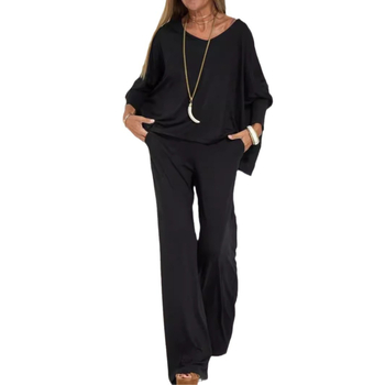 Amazon AliExpress Ευρωπαϊκό και Αμερικανικό Φθινόπωρο και Χειμώνας Νέο Άνετο Παντελόνι με Μακρυμάνικα, Διασταυρούμενο Σετ Δύο Τεμαχίων