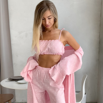 Piiriülene Euroopa ja Ameerika Ühendriikide roosa kootud armastusega trükitud žakaarmustriga pidžaamaülikond, hingav, nahasõbralik, mugav, naiste koduriiete hulgimüük