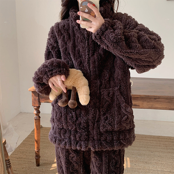 2024 Διασυνοριακές Νέες Βελούδινες Πιτζάμες Γυναικών Χειμερινής Αύξησης με Πυκνό Μονόχρωμο Ζακέτα με Φερμουάρ για το Σπίτι Ρούχα Εξαγωγή στη Νοτιοανατολική Ασία