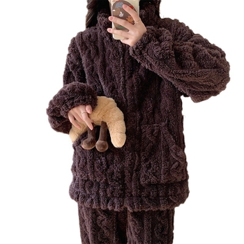 2024 Διασυνοριακές Νέες Βελούδινες Πιτζάμες Γυναικών Χειμερινής Αύξησης με Πυκνό Μονόχρωμο Ζακέτα με Φερμουάρ για το Σπίτι Ρούχα Εξαγωγή στη Νοτιοανατολική Ασία