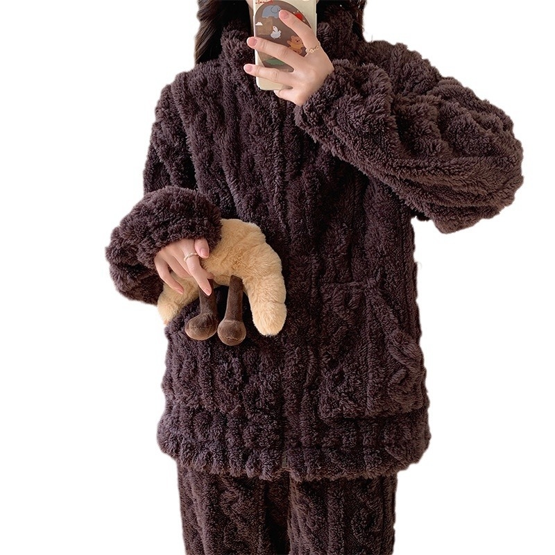 2024 Διασυνοριακές Νέες Βελούδινες Πιτζάμες Γυναικών Χειμερινής Αύξησης με Πυκνό Μονόχρωμο Ζακέτα με Φερμουάρ για το Σπίτι Ρούχα Εξαγωγή στη Νοτιοανατολική Ασία