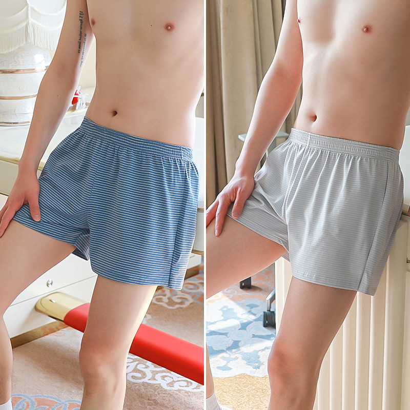 Vīriešu apakšveļas dropshipping tīras kokvilnas brīva piegriezuma Arrow bikses vasaras jauniešu bokseršorti svītrainas Arrow bikses