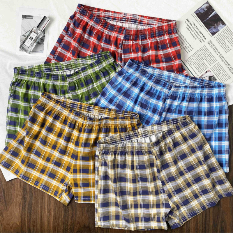 Ruudulised puuvillased meeste bokserid, pehmed ja lahtised pidžaamapüksid, nahasõbralikud, hingavad Arlo püksid, bokserid meestele