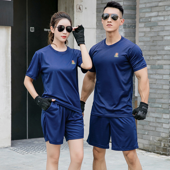 Мъжки летни, бързосъхнещи, дишащи, сини, с къс ръкав, за тренировки по пожарна безопасност, за бягане, за жени