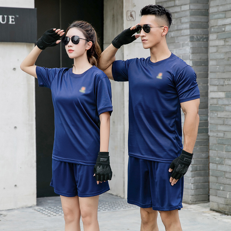 Мъжки летни, бързосъхнещи, дишащи, сини, с къс ръкав, за тренировки по пожарна безопасност, за бягане, за жени