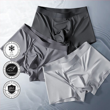 Ανδρικά Εσώρουχα Ice Silk Καλοκαιρινά Λεπτά Μποξεράκια από Γραφίτη, Αδιάβροχα, Αναπνέοντα Αθλητικά Μποξεράκια για Εφήβους