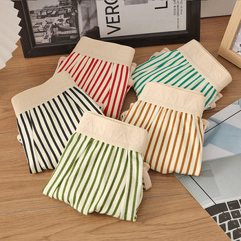 [Vienomis kelnėmis dėvėti daugiau] Paprastos dryžuotos kelnės su strėle, grynos medvilnės, laisvos, plius dydžio, plokščios kelnės su kampiniais kraštais, kvėpuojančios, keturių kampų kelnės.